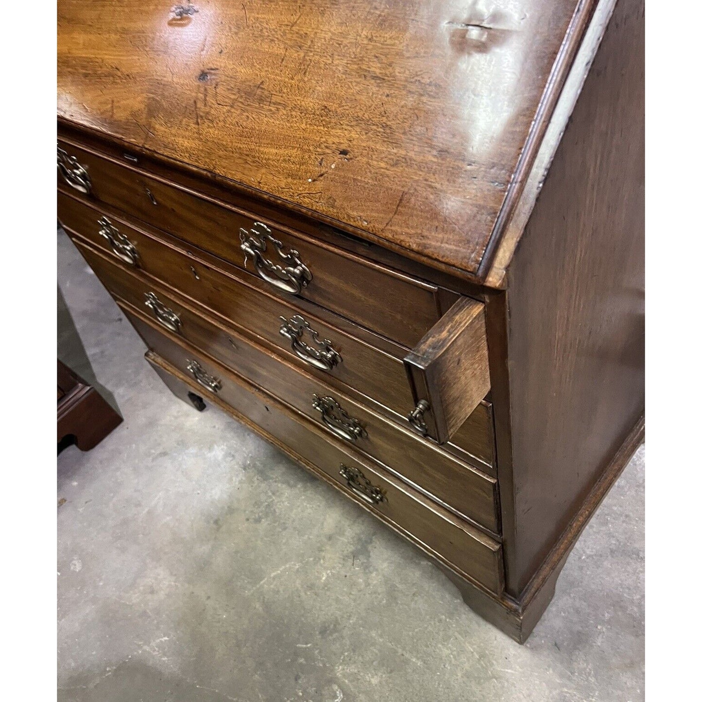 Antique Slant Front/ Drop Front Mahogany Desk. English 4 Drawer.