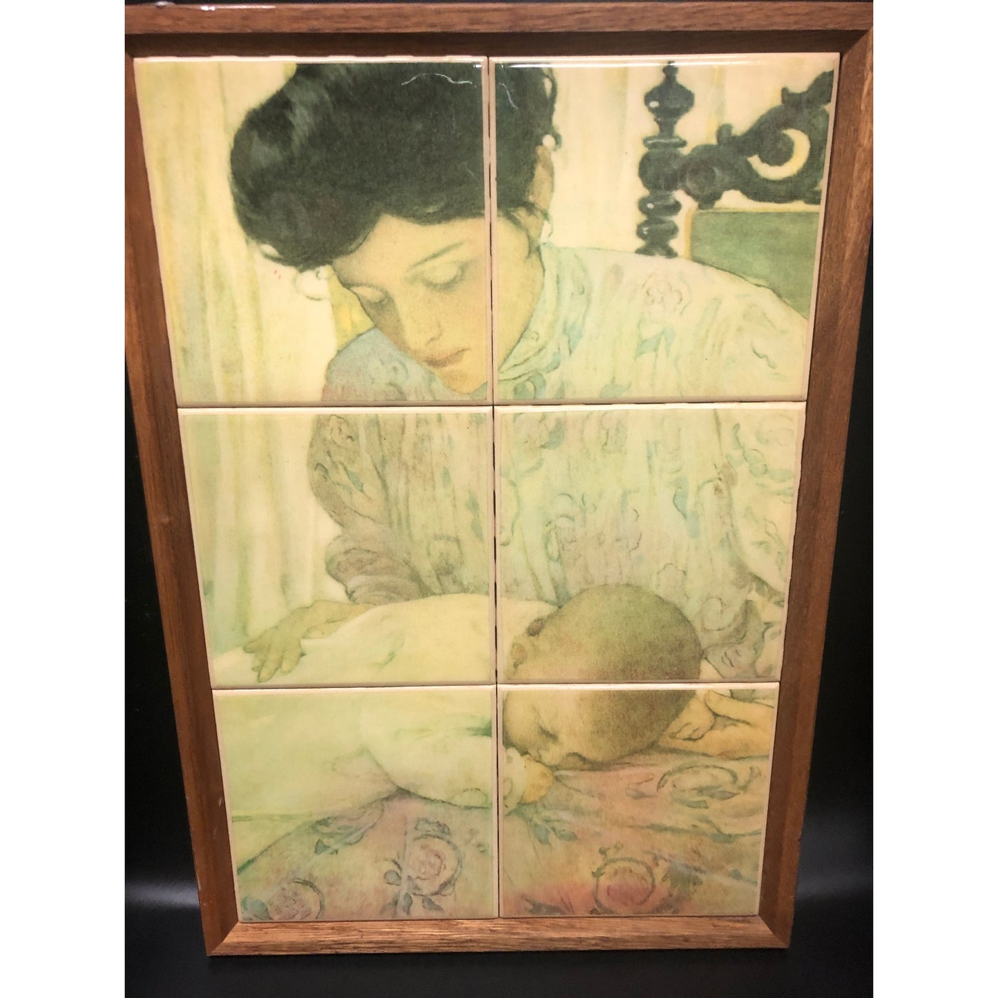 Vintage tile  Framed art- 7 ages of childhood jessie Wilcox Smith