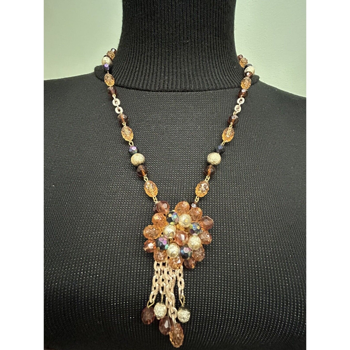 Vintage Brass & Beaded Necklace