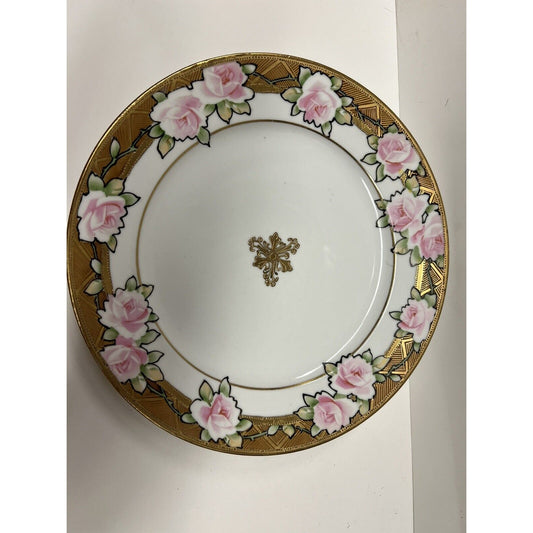 Hand Painted Nippon Plate With Roses, Vines And Gilding