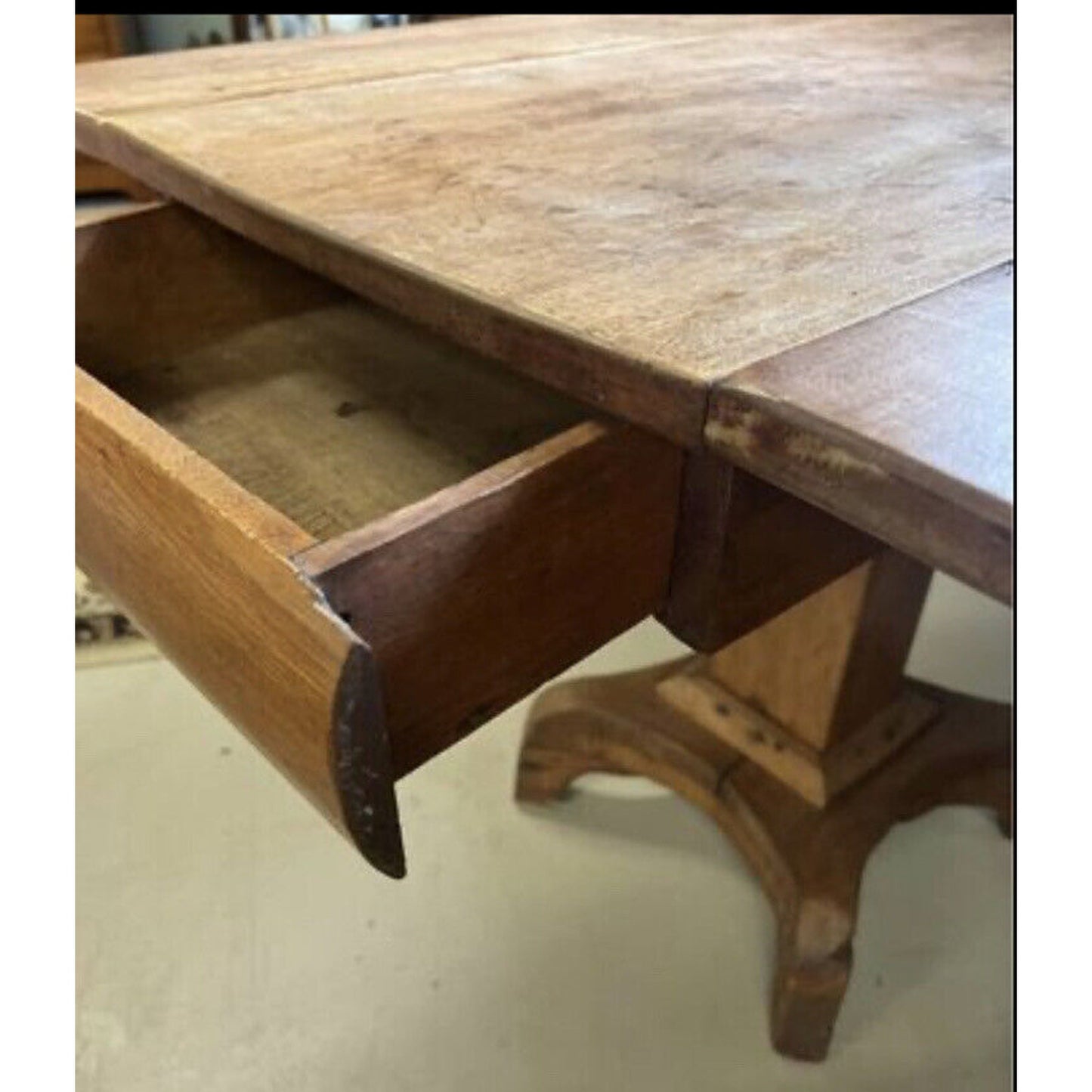 Primitive Center Pedestal Drop Leaf Table