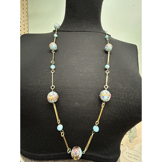 Vintage Art Nouveau Glass Bead Necklace