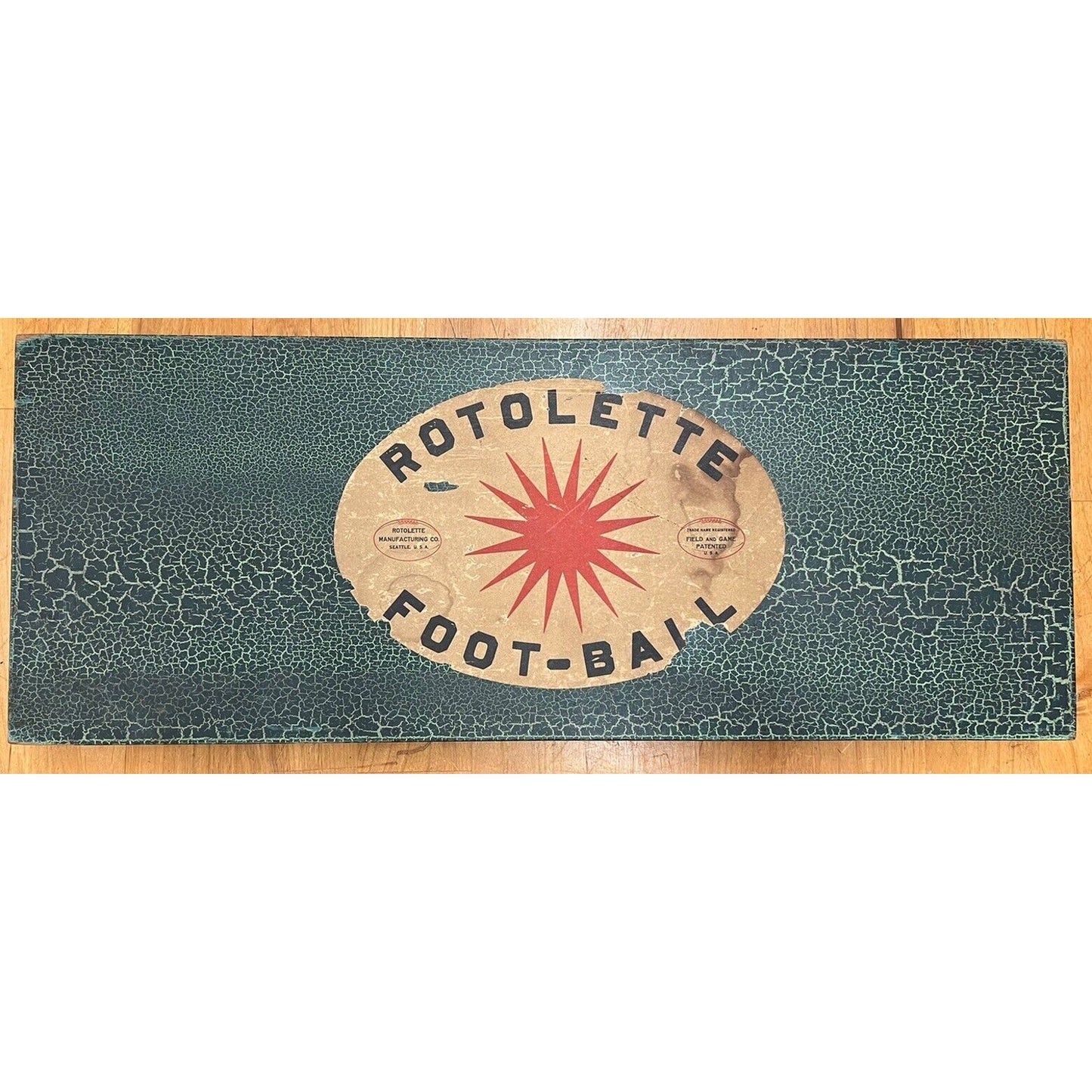 1930s Rotolette Foot-Ball Game Wood Case Working Condition With Instructions