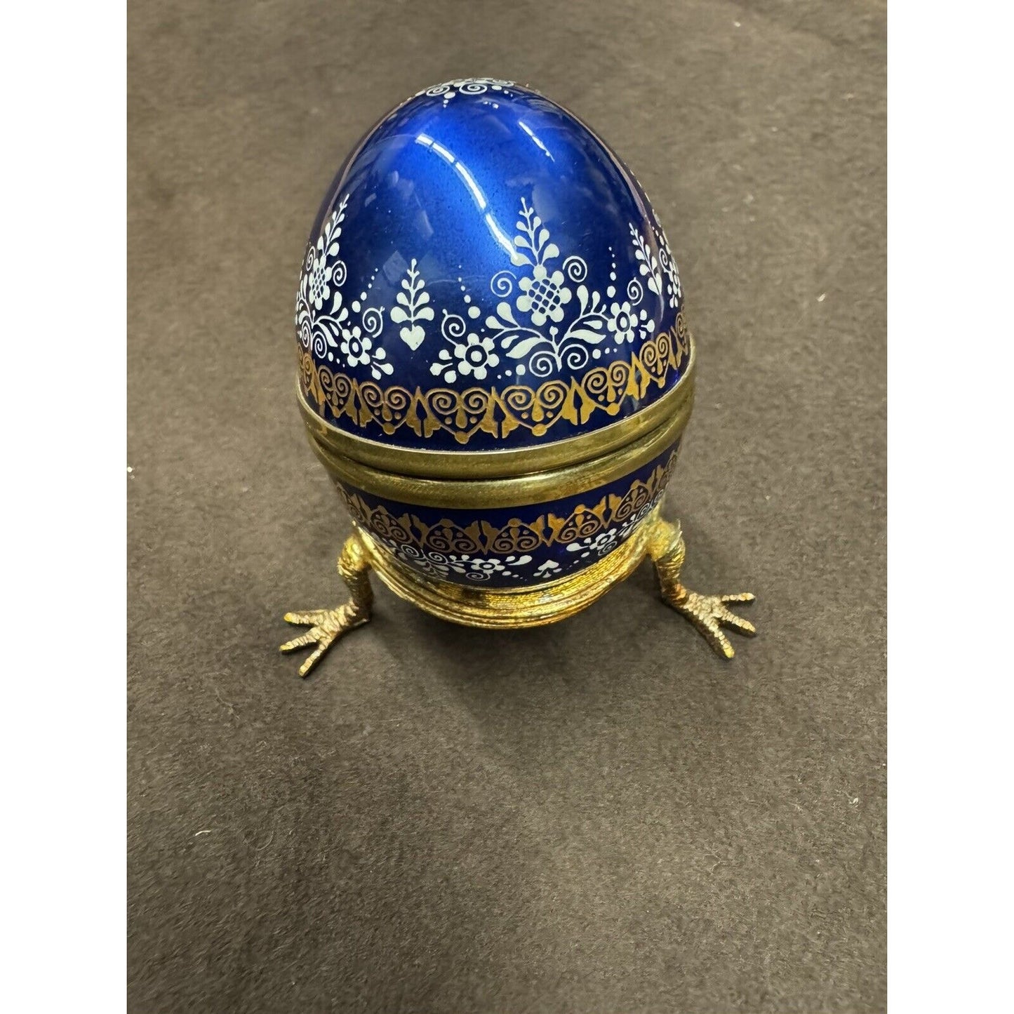 Vintage Egg Shaped Trinket Box By Steinböck With Brass Base