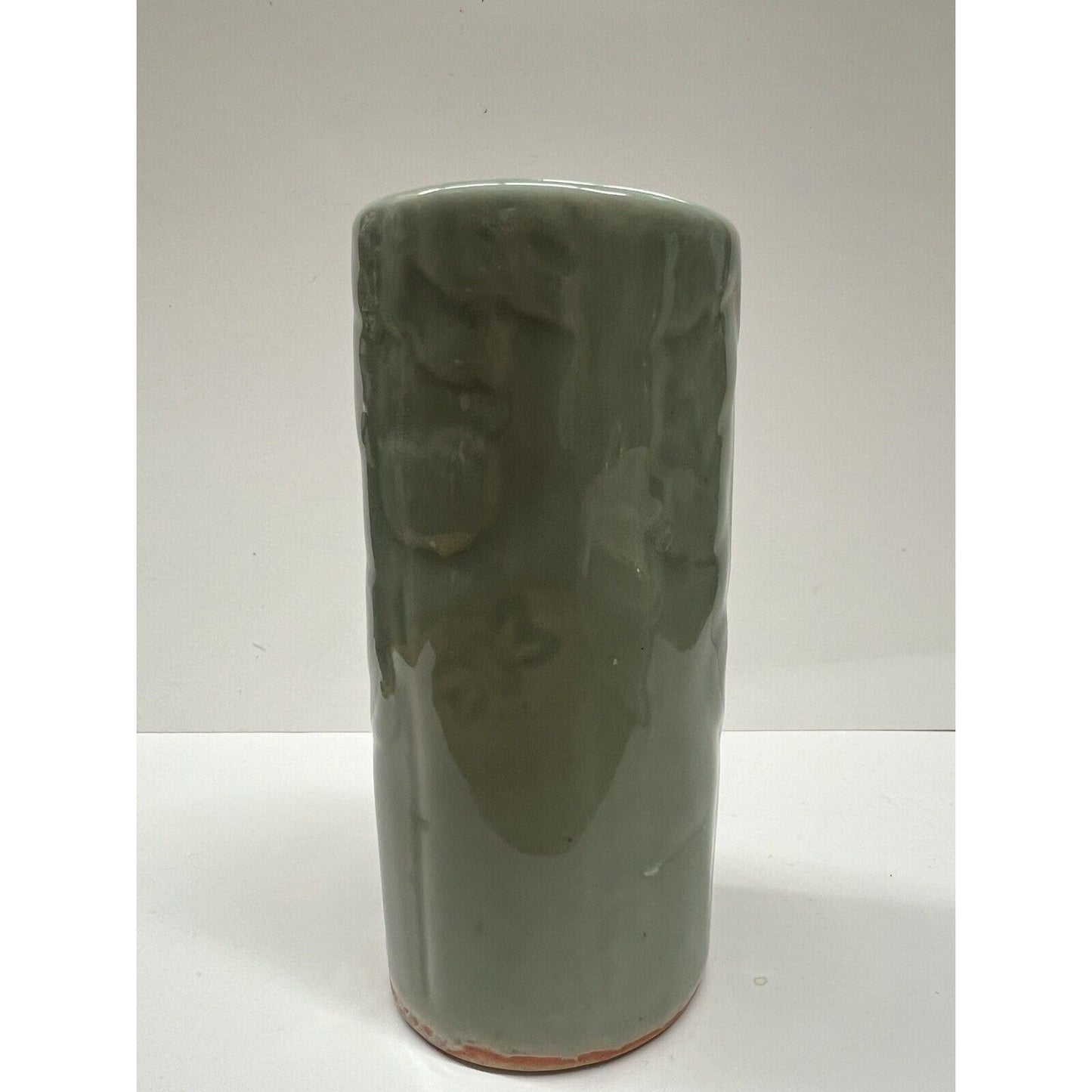 Vintage Asian Celadon Green Glaze Paint Brush Vase