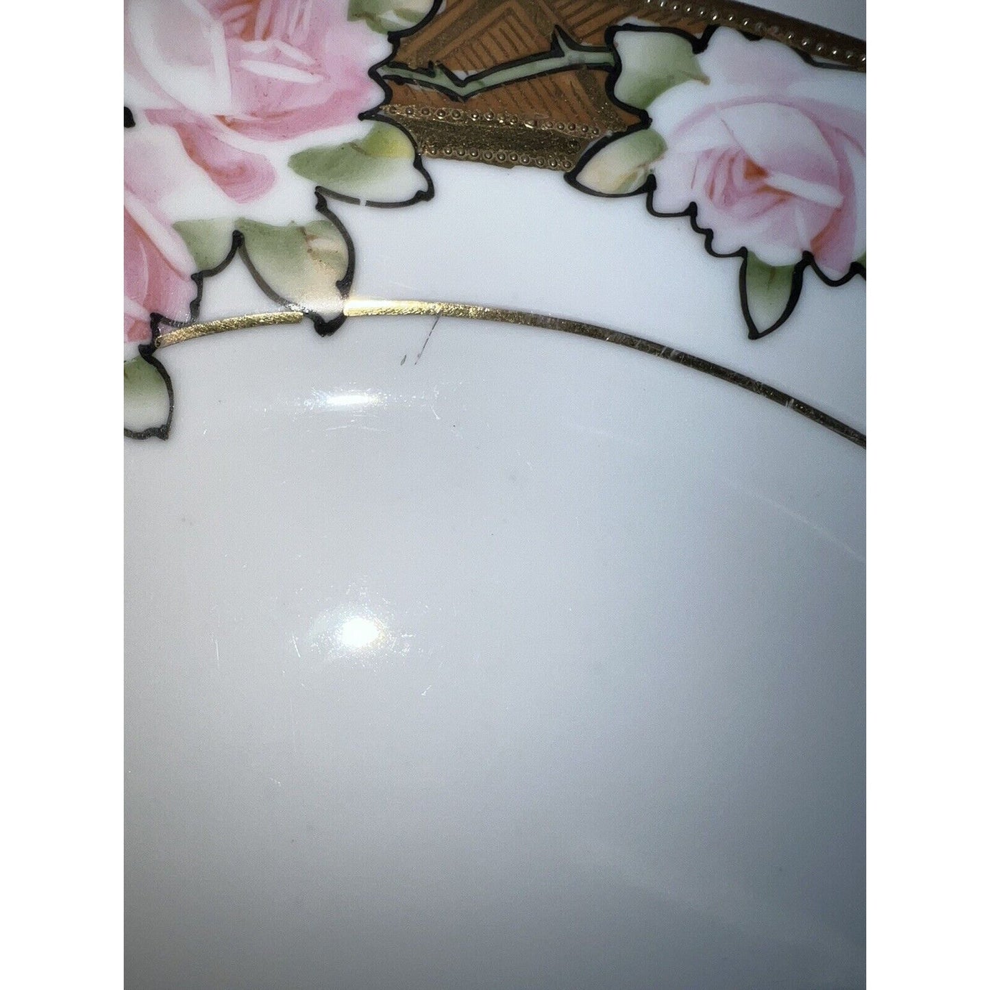 Hand Painted Nippon Plate With Roses, Vines And Gilding