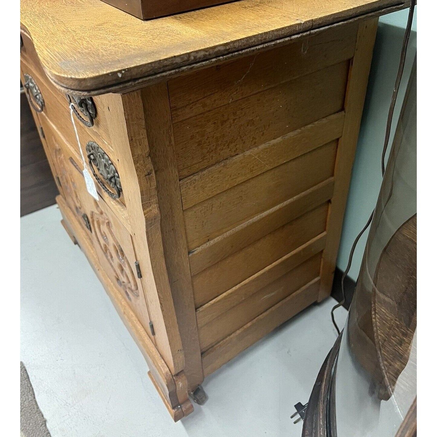 Antique Wash Stand w/2 Drawers, Lower Cabinet And Carved Doors