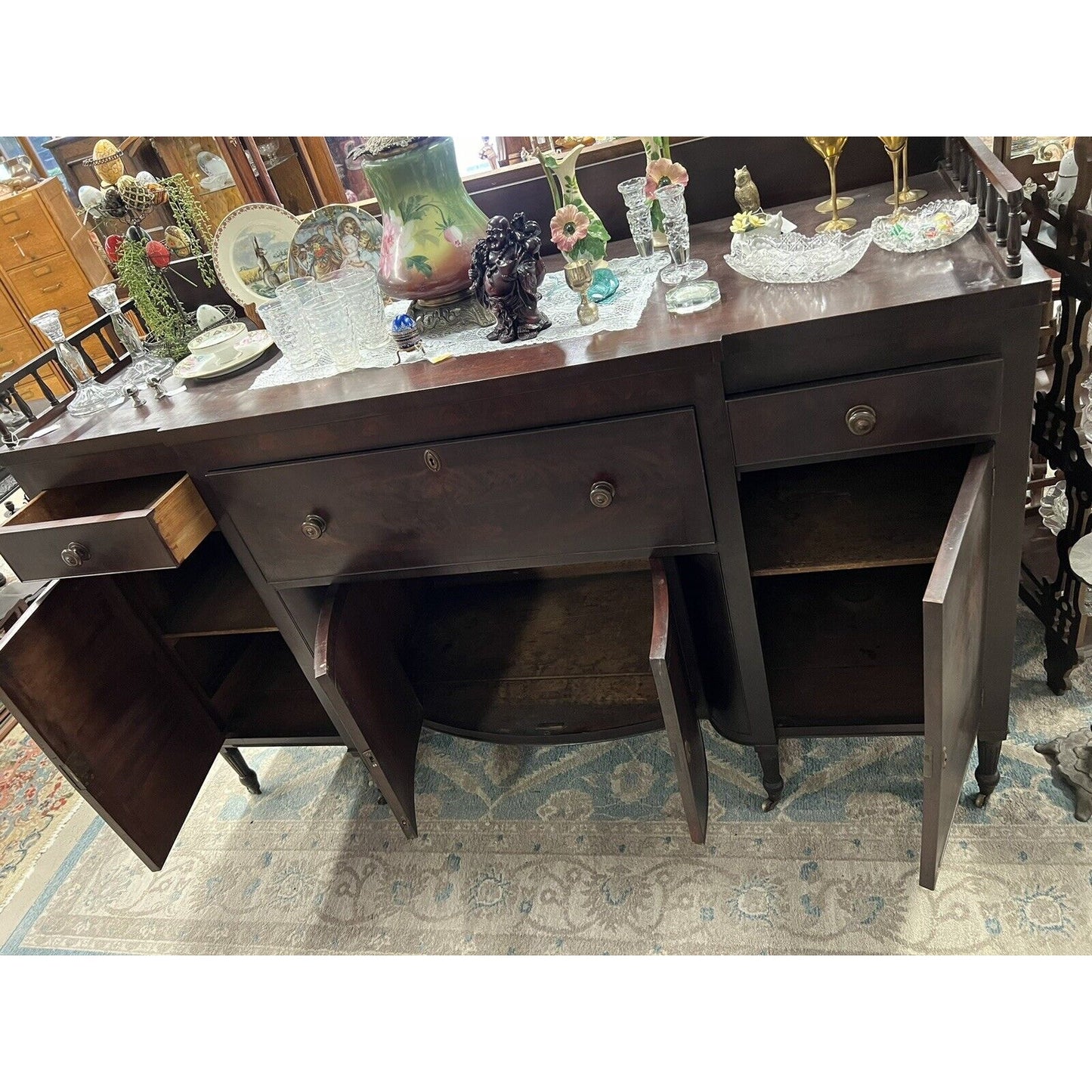 1850s Cherry Sheridan Sideboard Buffet With Butler Desk Unique Piece