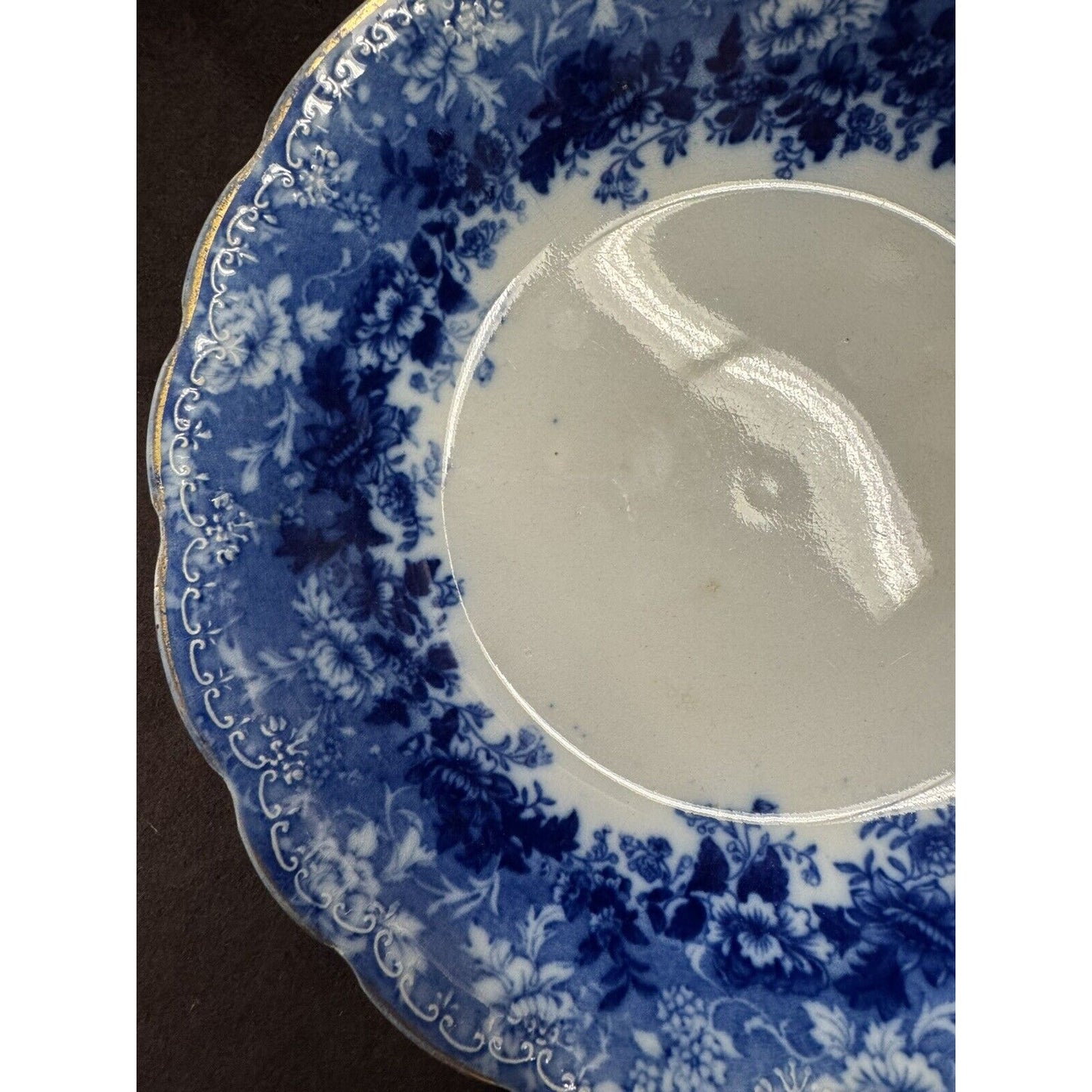 Antique Flow Blue Dundee By Ridgeway 7.5” Bowl