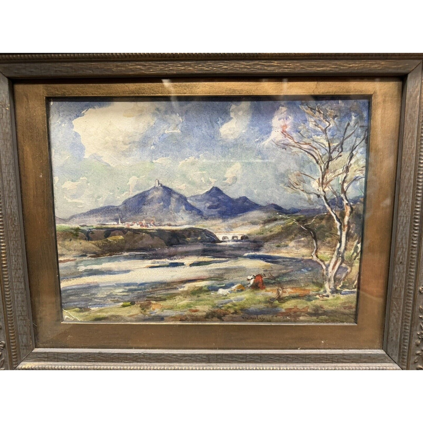 Original Landscape Watercolor Painting Signed T.W. Morley (1859-1925)Framed