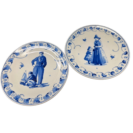 Royal Delft 1972 Fathers & Mothers Day Plates Hand Painted