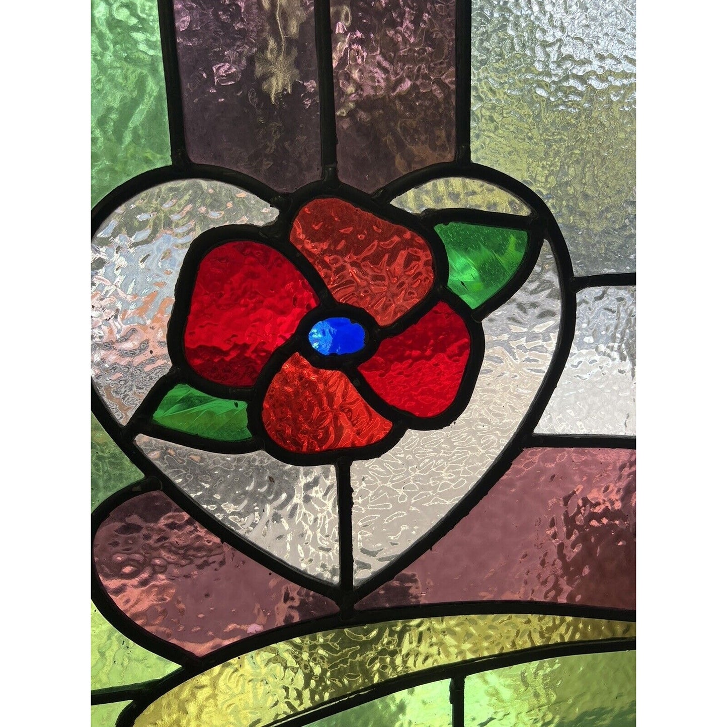 Art Nouveau Leaded Stained Glass Window