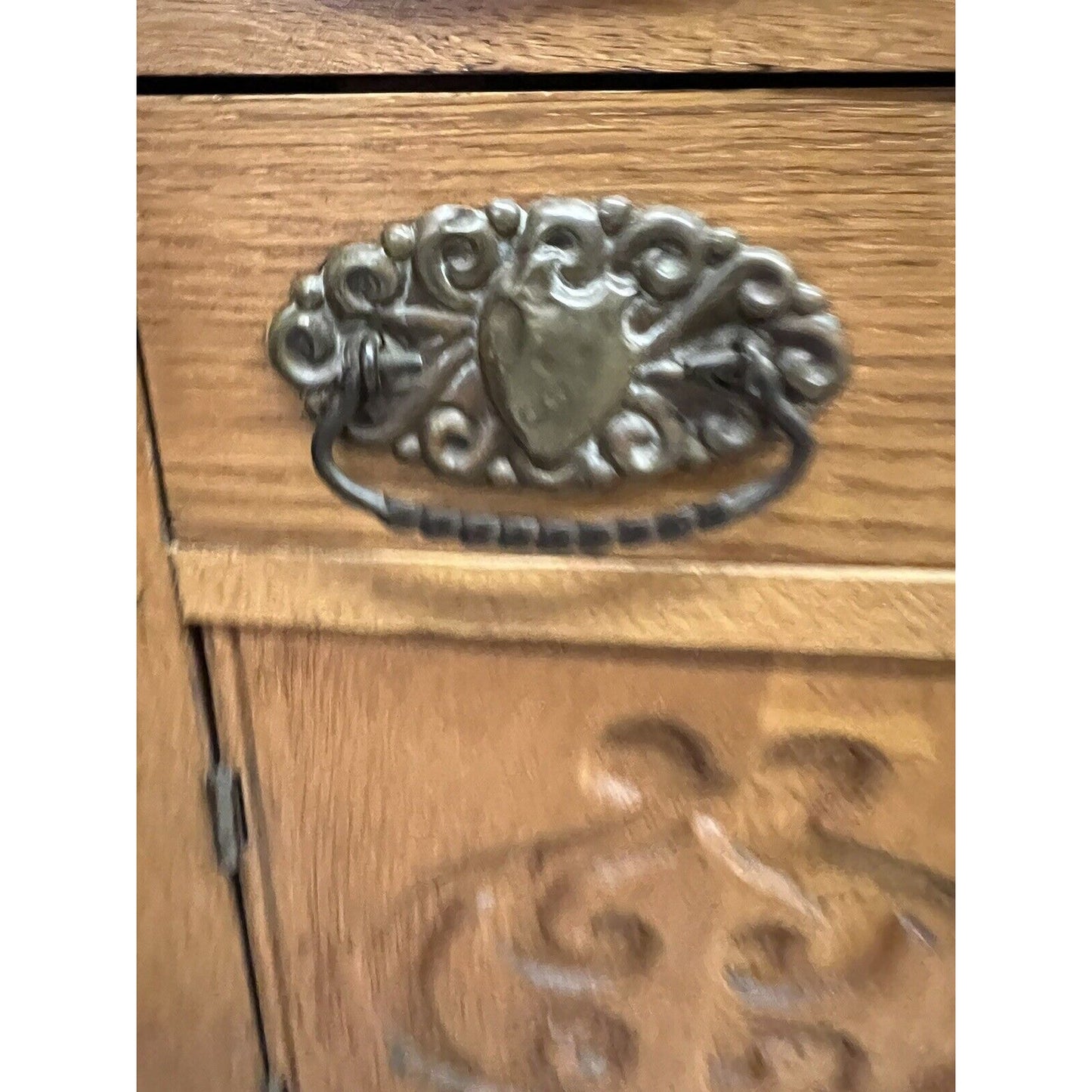 Antique Wash Stand w/2 Drawers, Lower Cabinet And Carved Doors