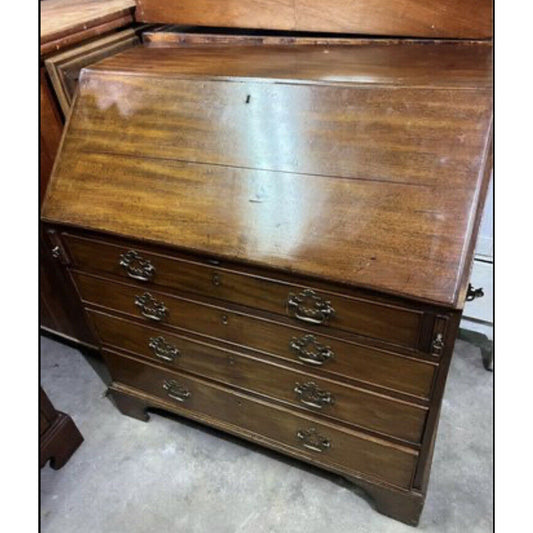 Antique Slant Front/ Drop Front Mahogany Desk. English 4 Drawer.