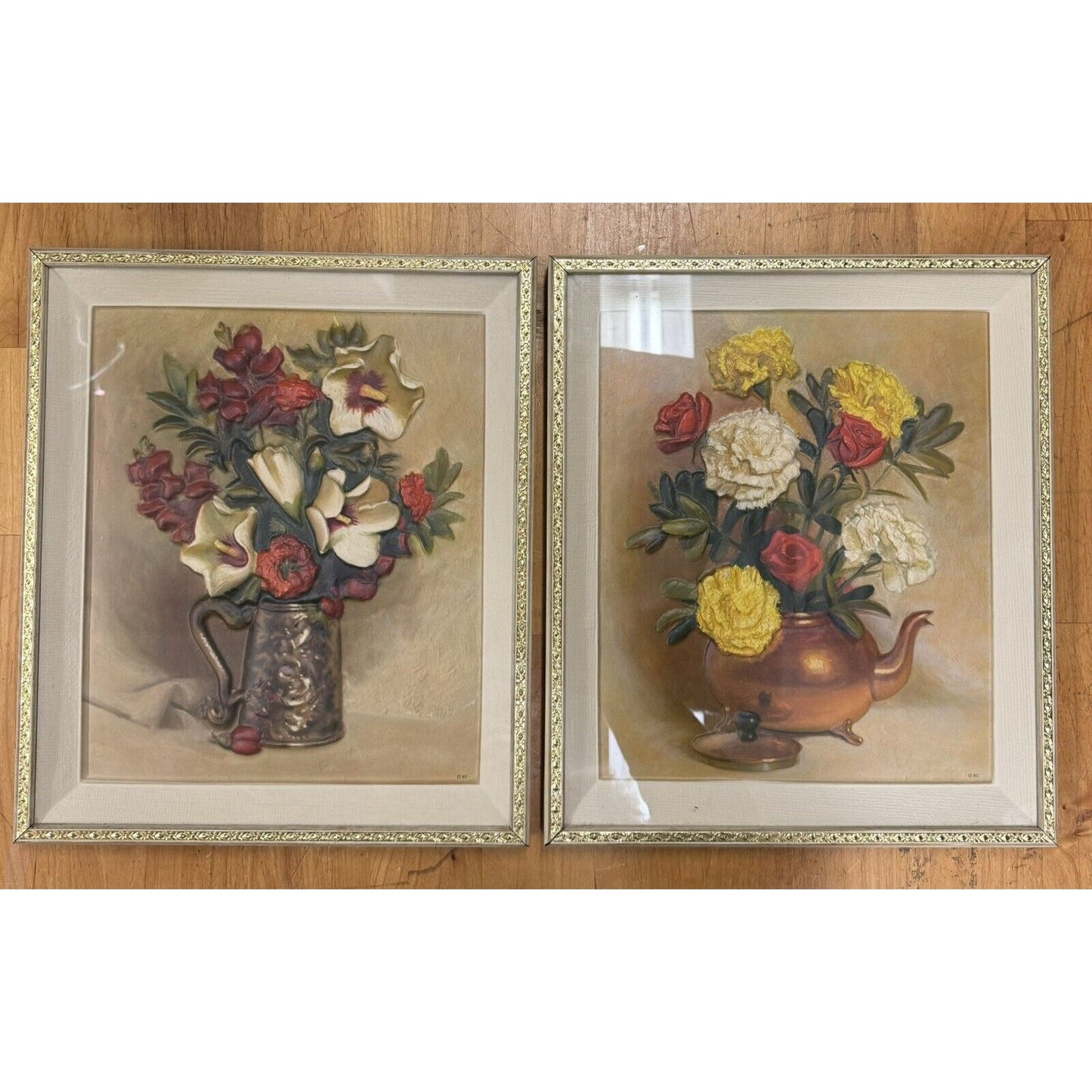 Vintage Metalcraft Dimensional III Floral #7048 Set Of 4 Wall Art Pictures