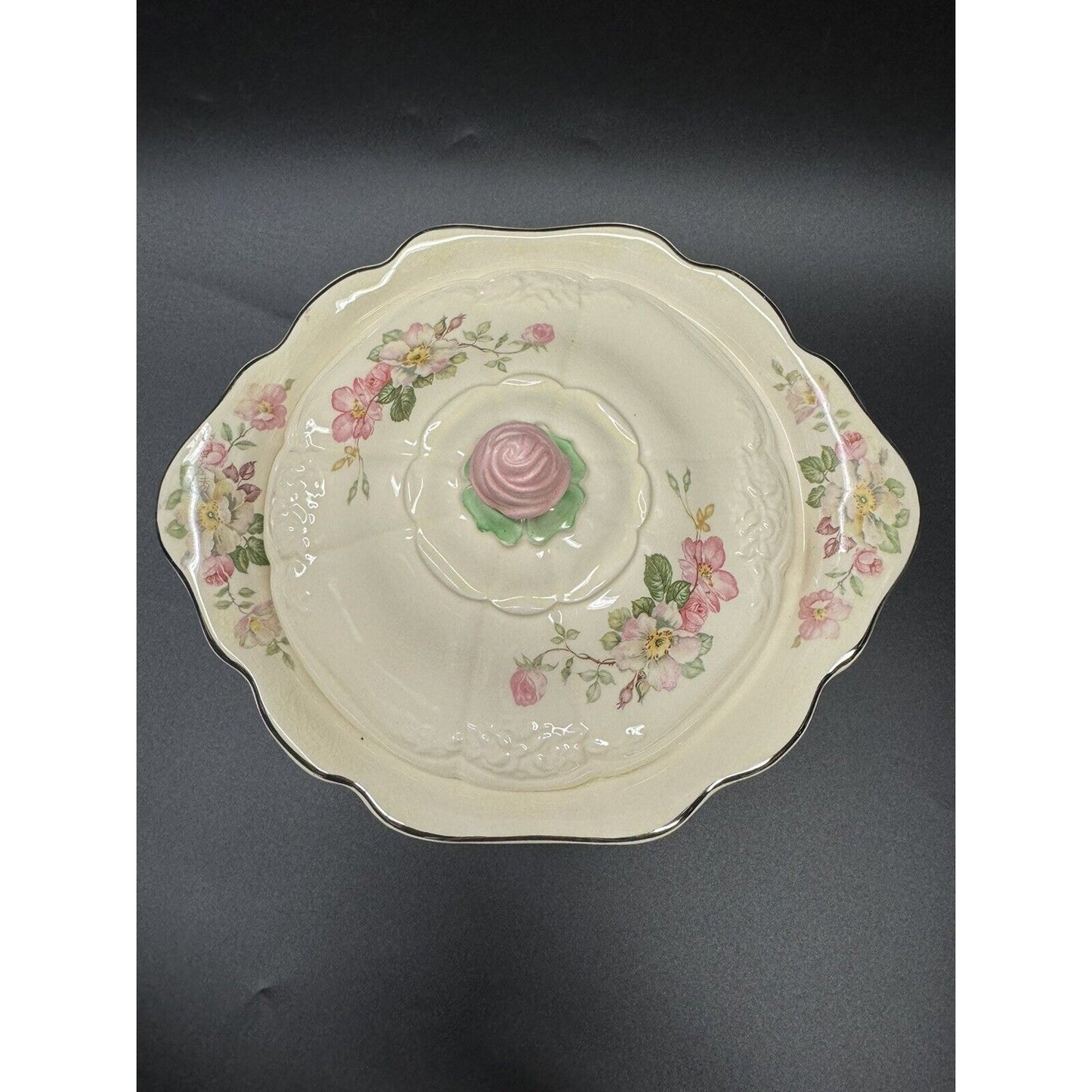 Vintage Taylor Smith Taylor China Covered Bowl With Lid Pink Flowers