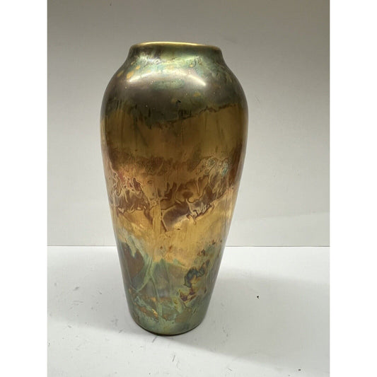 Glazed Gold Gild Hand Painted Vase 7” Tall