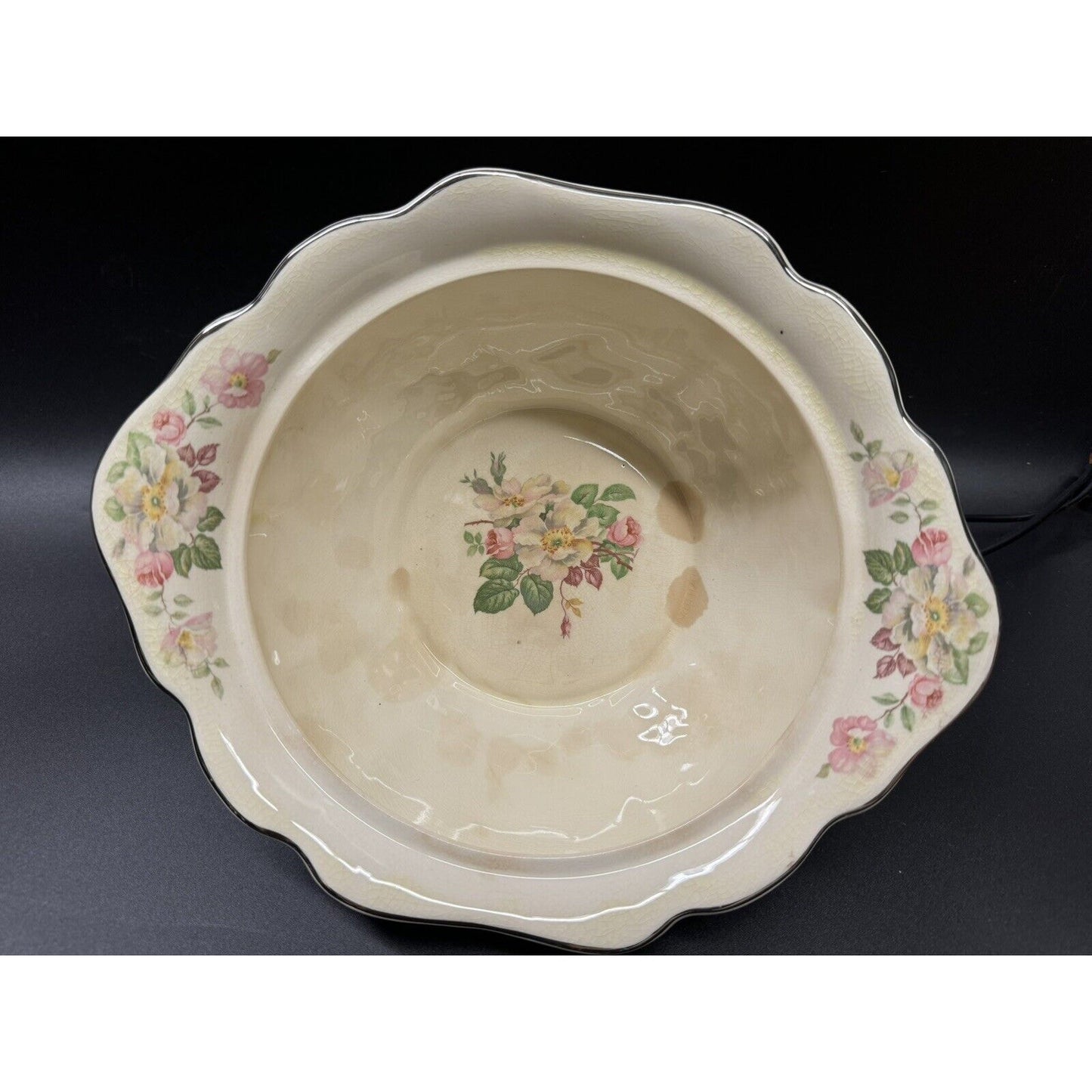 Vintage Taylor Smith Taylor China Covered Bowl With Lid Pink Flowers