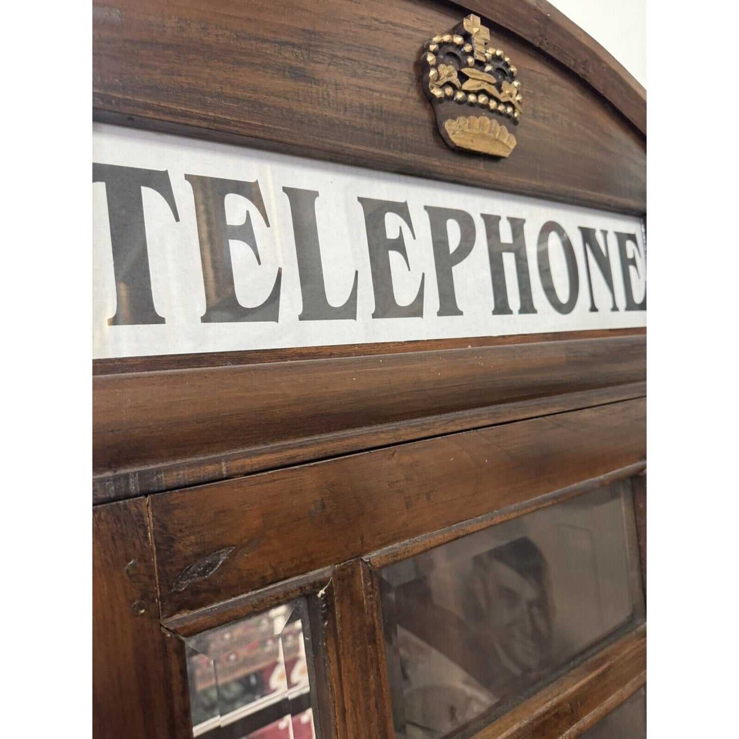 Vintage Geniune Handcrafted Replica Telephone Booth Original Beveled Glass