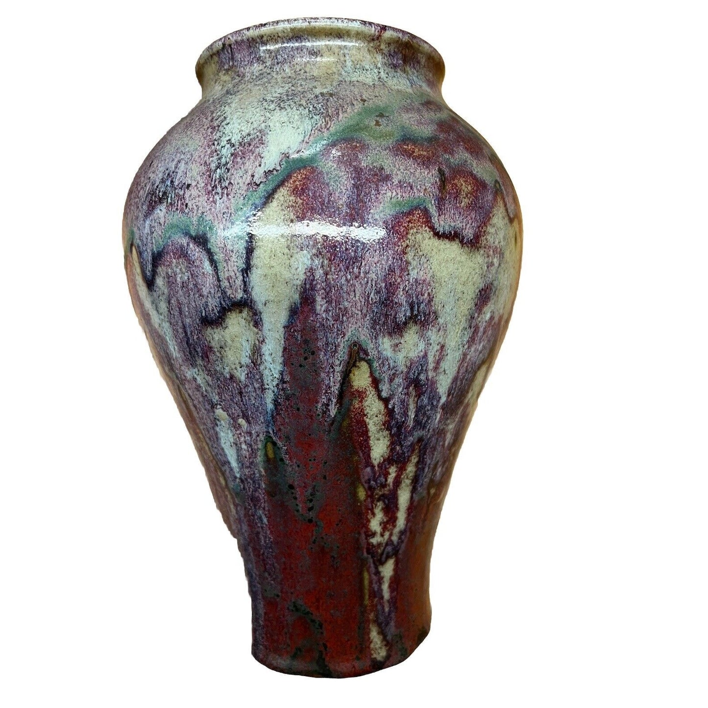 LACHENAL French Pottery 20th Century Vase Rare Colors