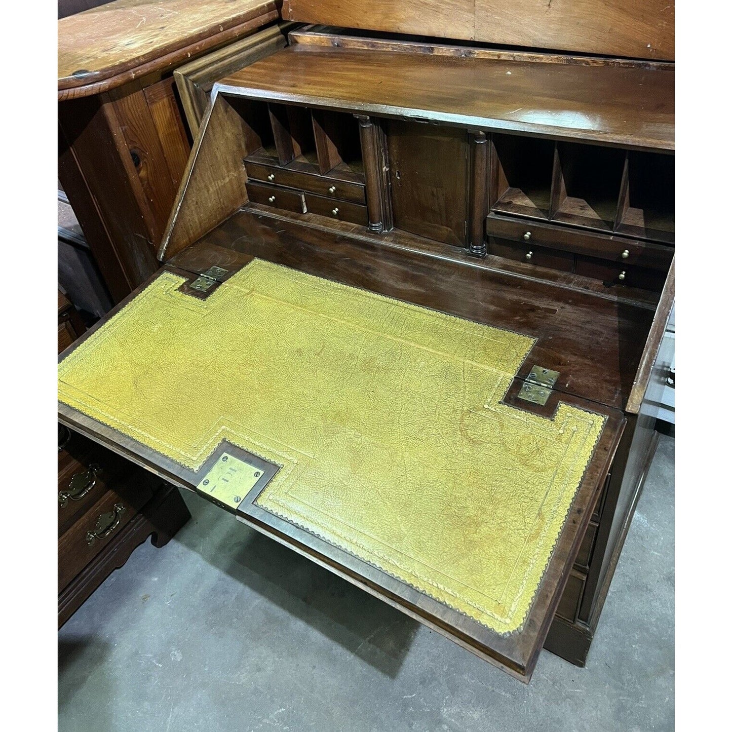 Antique Slant Front/ Drop Front Mahogany Desk. English 4 Drawer.