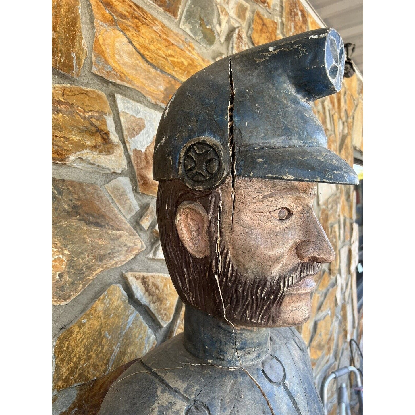 6’ tall Antique/Vintage Wooden Soldier Cigar Statue