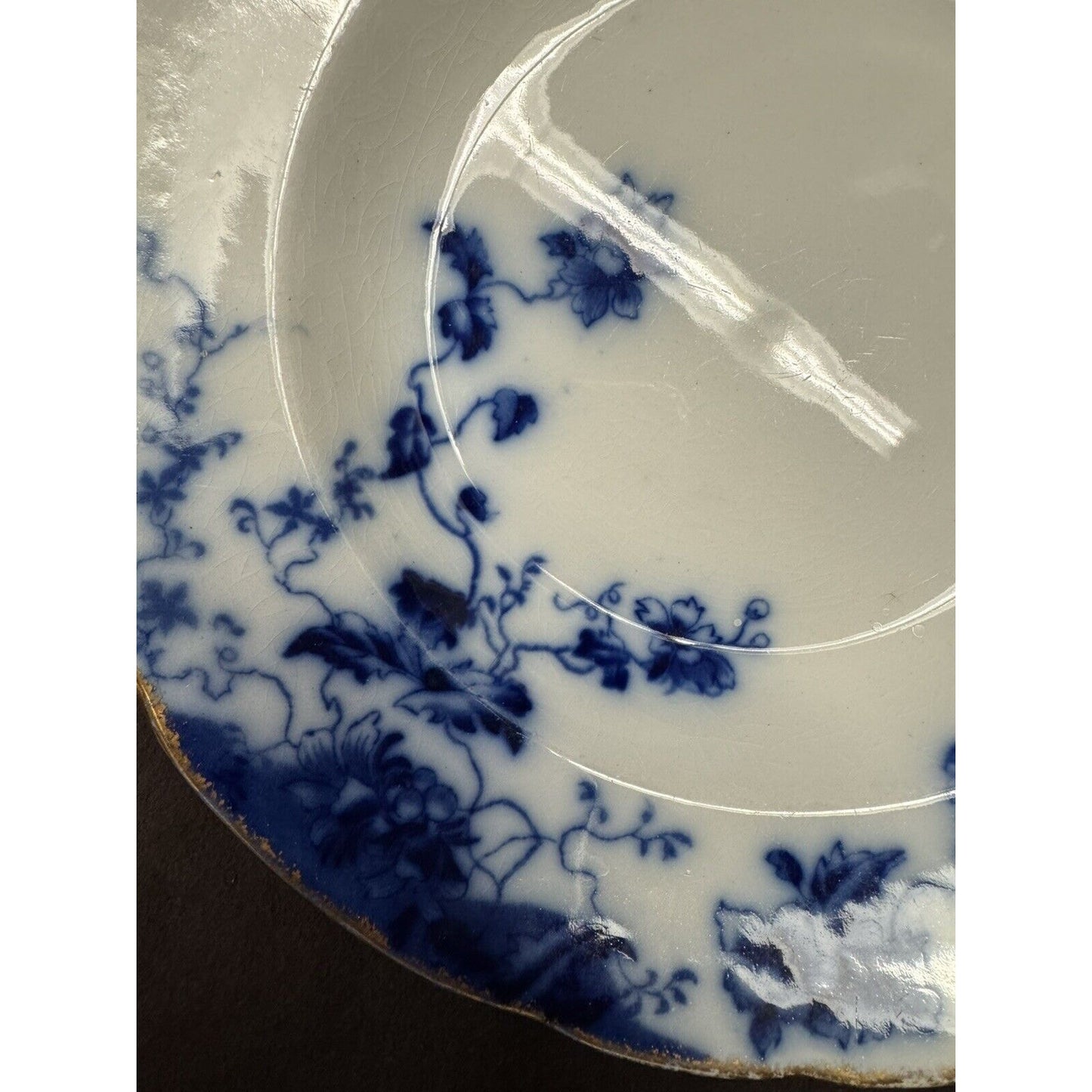 Antique Duchess Flow Blue By Grindley Lg. Rim Soup Bowl Scalloped