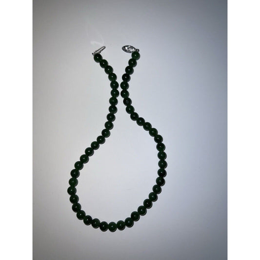 Dark Jade Necklace With Unique Silver Clasp