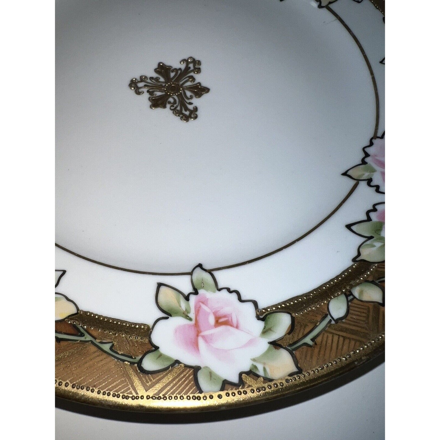 Hand Painted Nippon Plate With Roses, Vines And Gilding