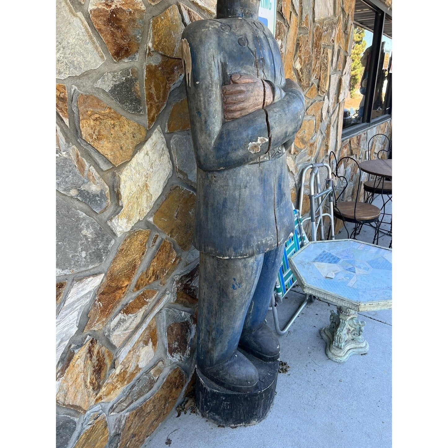 6’ tall Antique/Vintage Wooden Soldier Cigar Statue