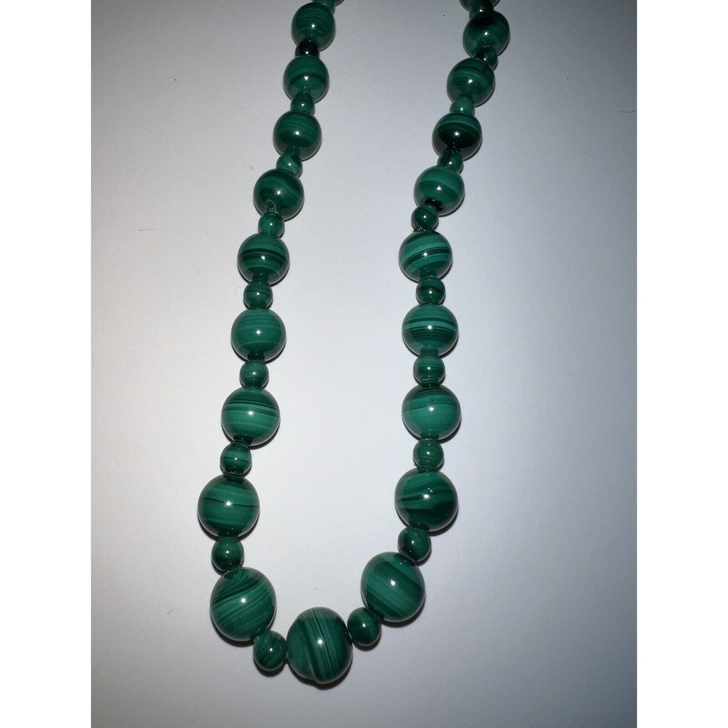 Vintage Malachite Necklace With Dragon Hook