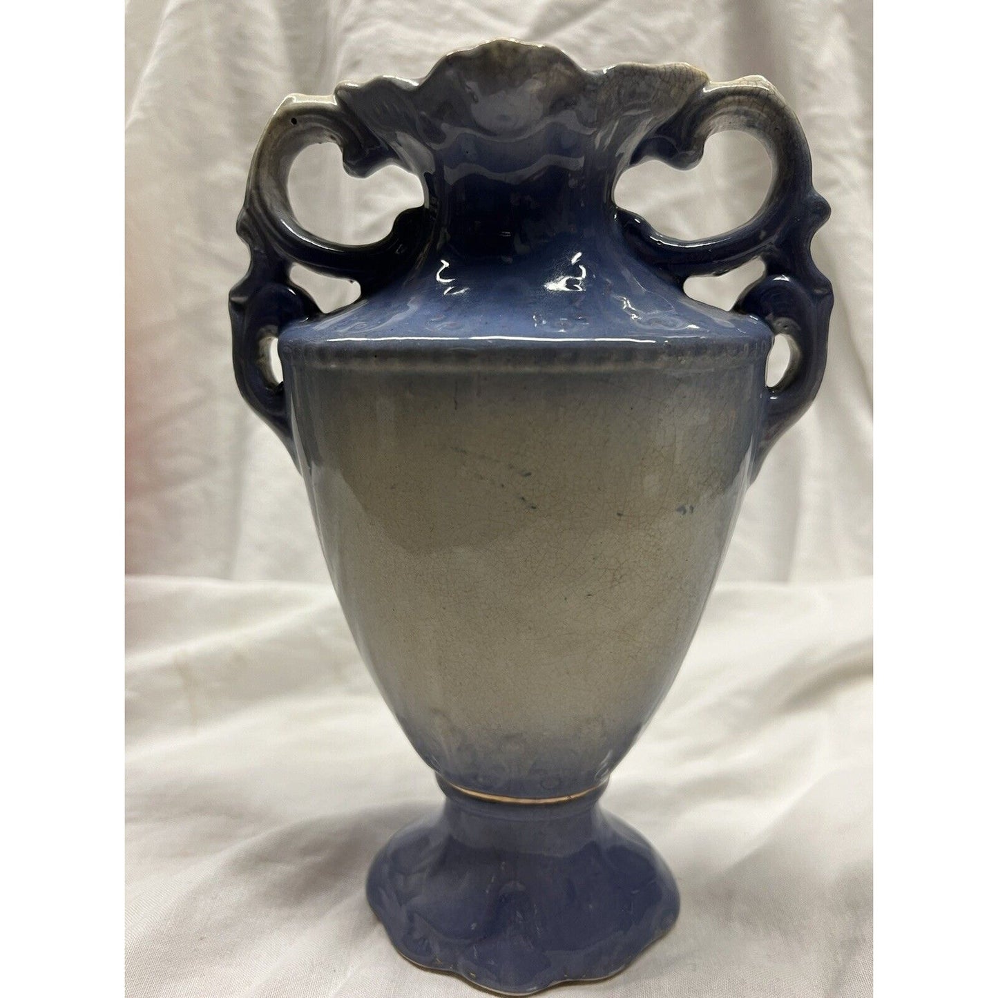 Made In England Blue Vase With Farm Scene