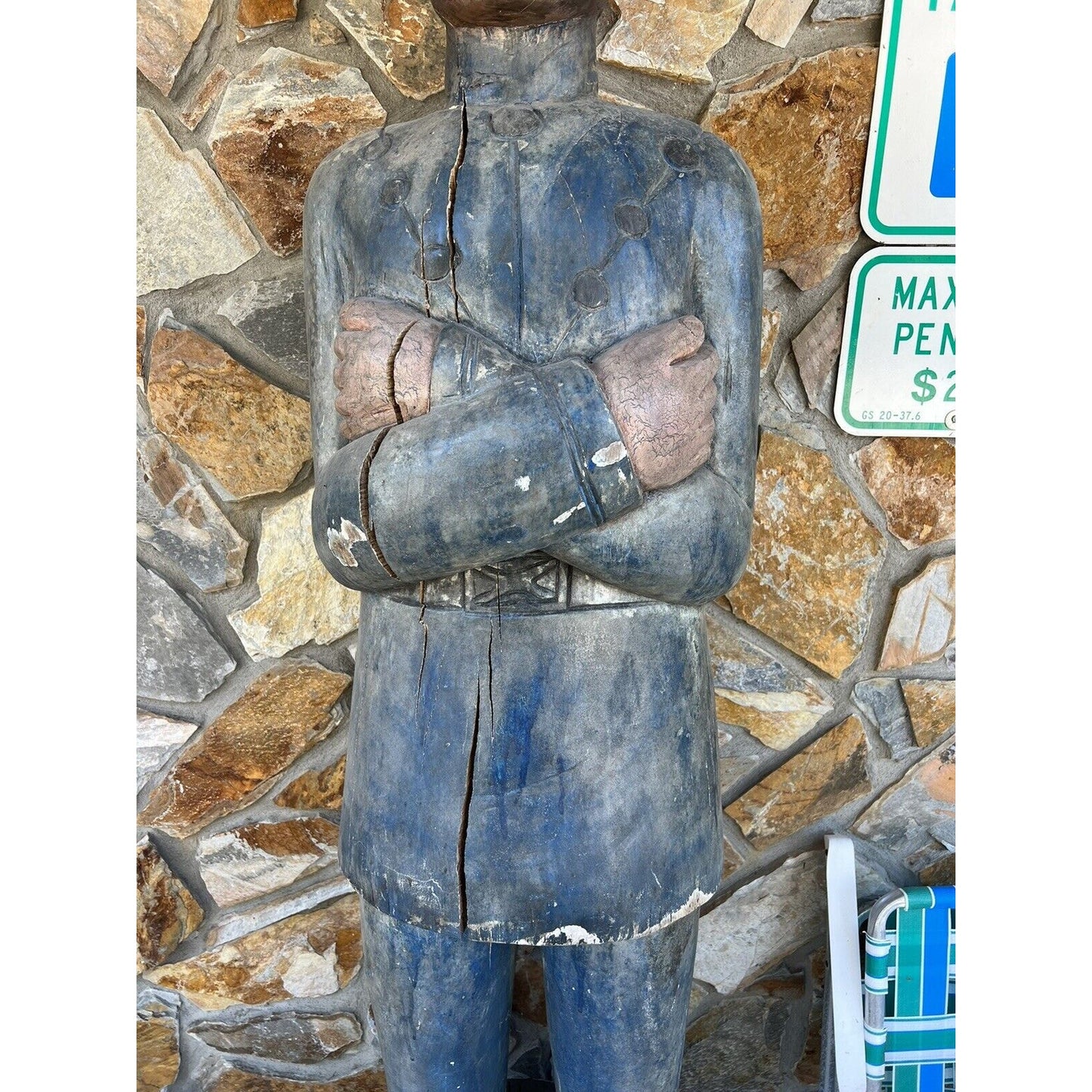 6’ tall Antique/Vintage Wooden Soldier Cigar Statue