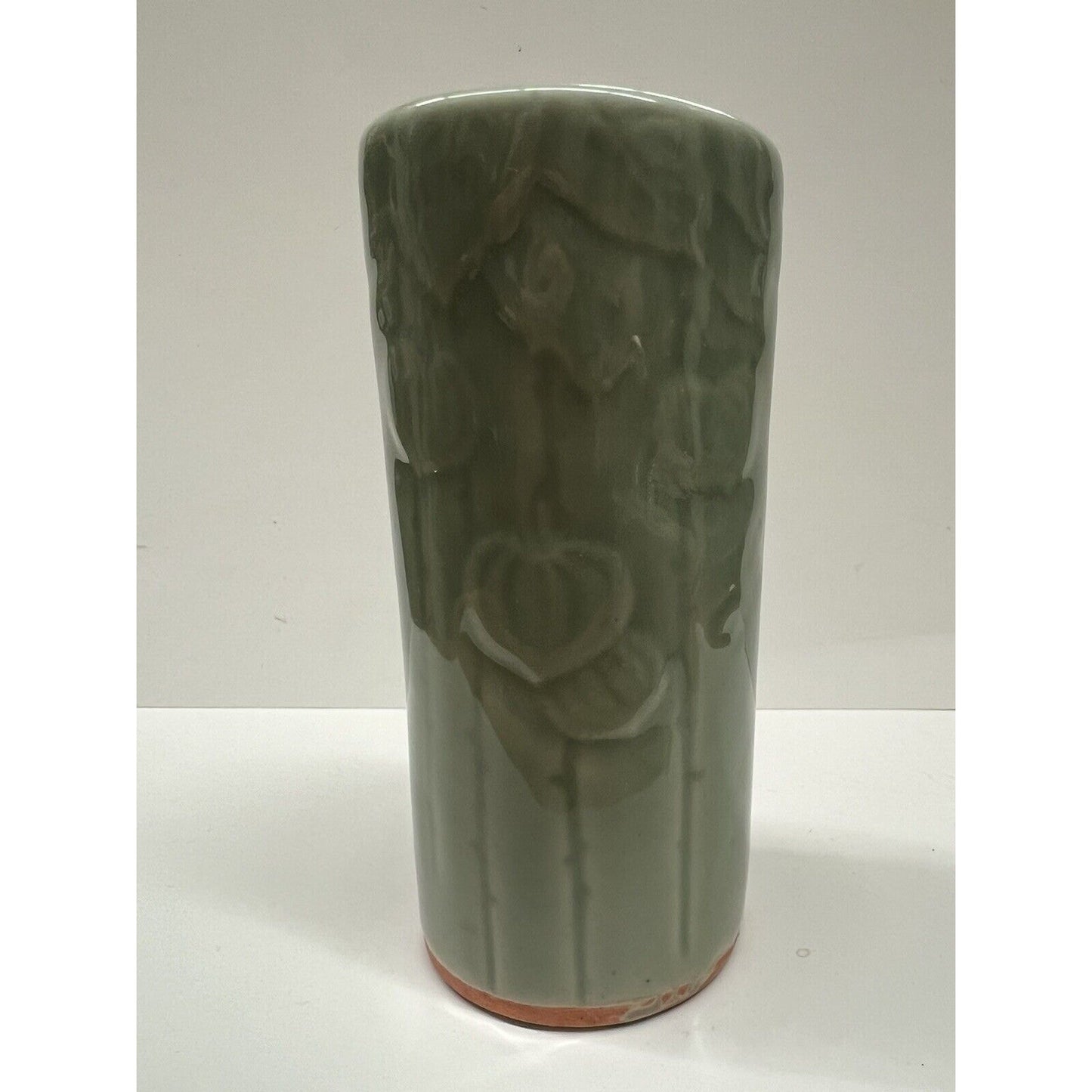 Vintage Asian Celadon Green Glaze Paint Brush Vase