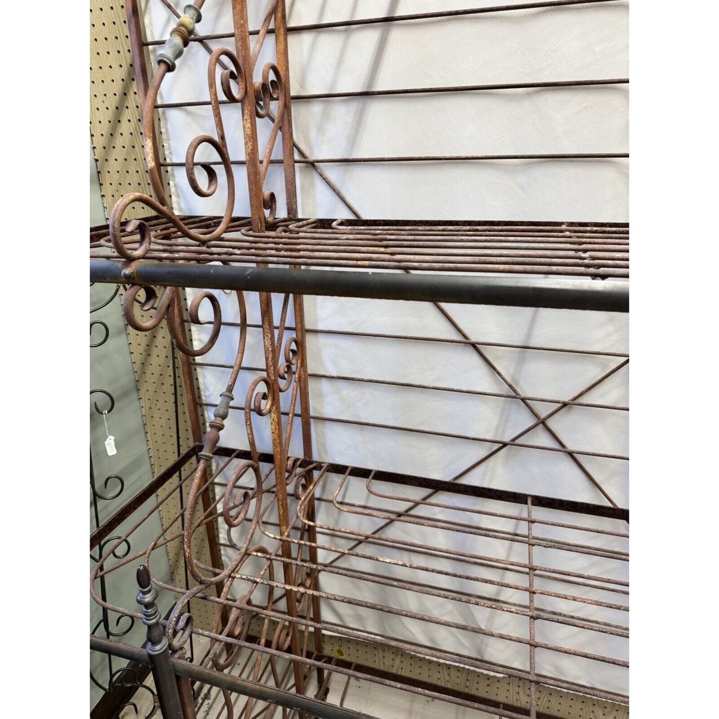 Early 20th Century French Bakers Rack Rustic Large 3 Full Tiers W/ 2 Small Tiers