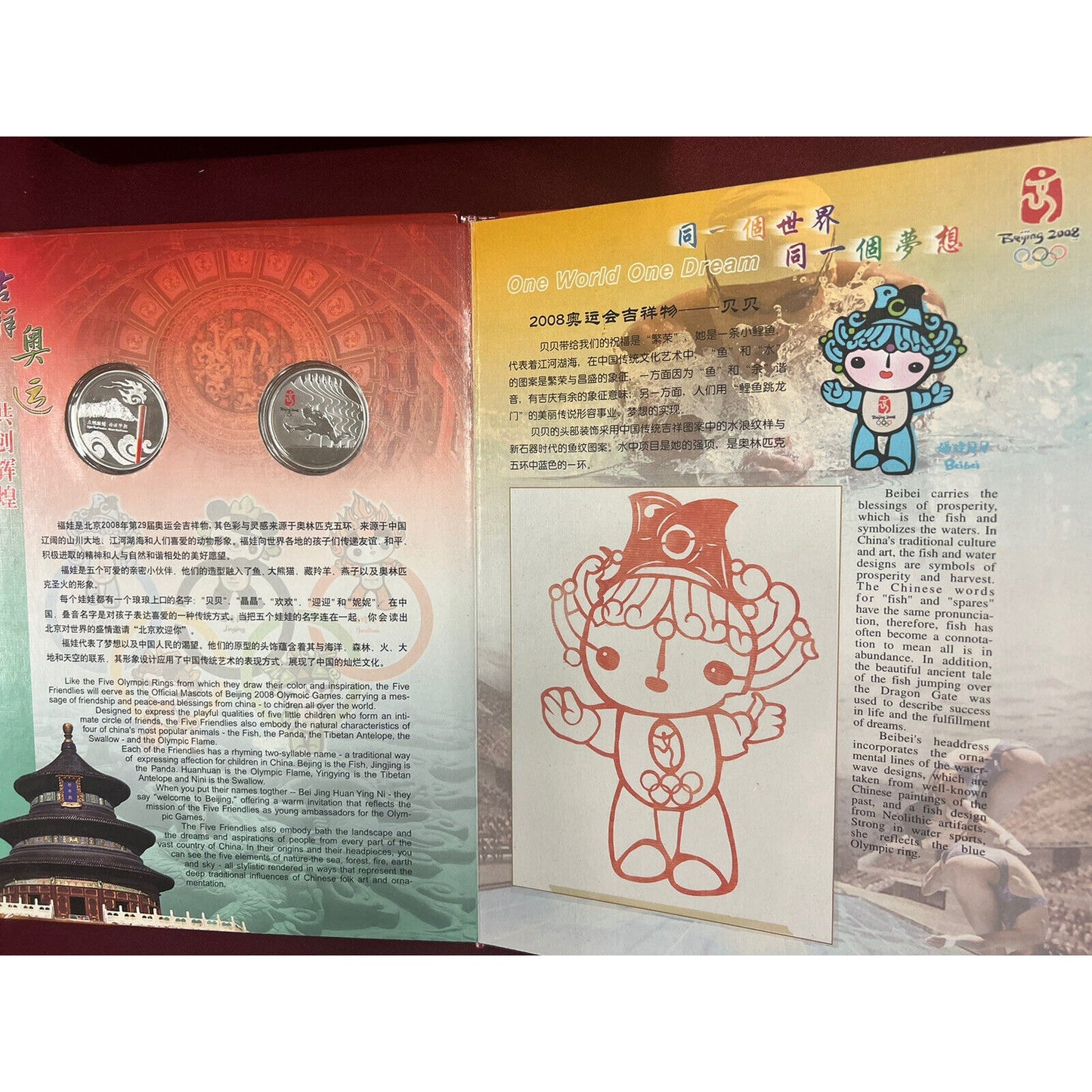 2008 Beijing China 29th Olymic Games Mascots Souvenir Emblem Collection Book