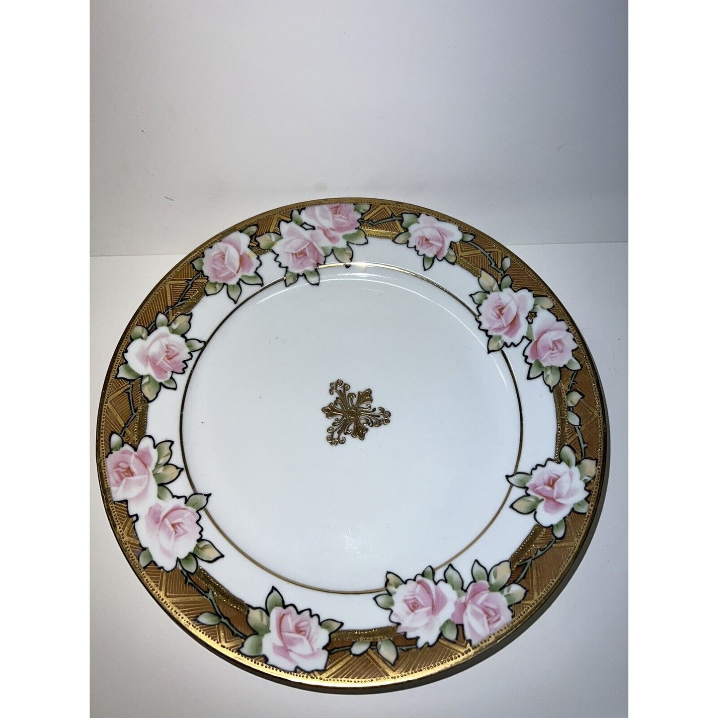 Hand Painted Nippon Plate With Roses, Vines And Gilding