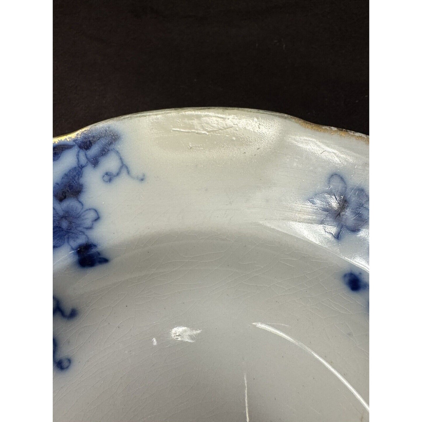 Antique Duchess Flow Blue By Grindley Lg. Rim Soup Bowl Scalloped