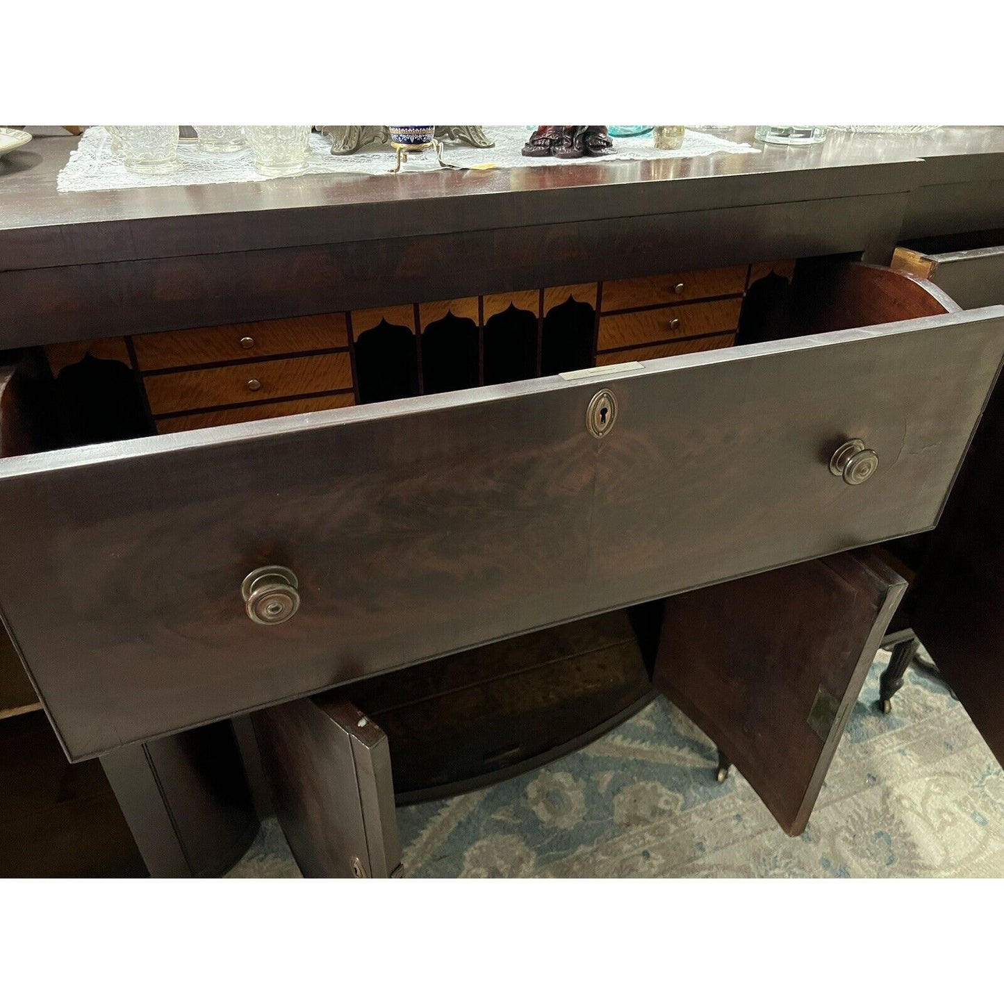 1850s Cherry Sheridan Sideboard Buffet With Butler Desk Unique Piece