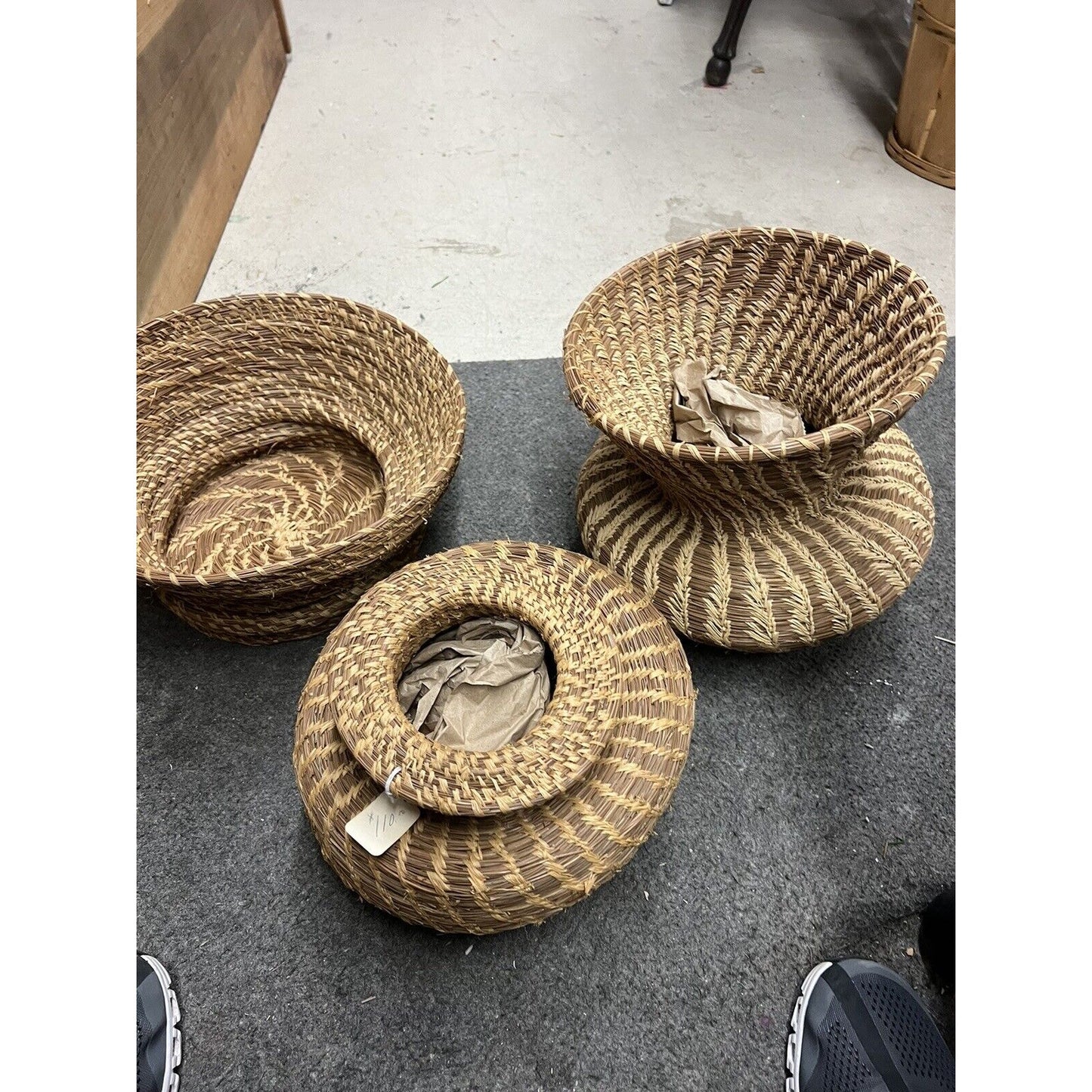 Antique Native American Folk Art Long Pine Needle Basket Lot