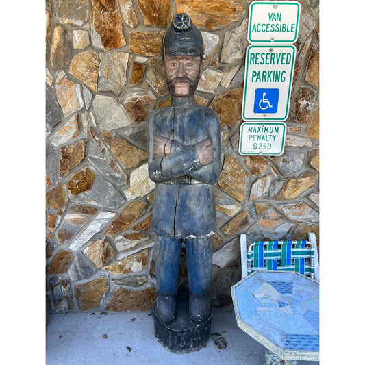 6’ tall Antique/Vintage Wooden Soldier Cigar Statue