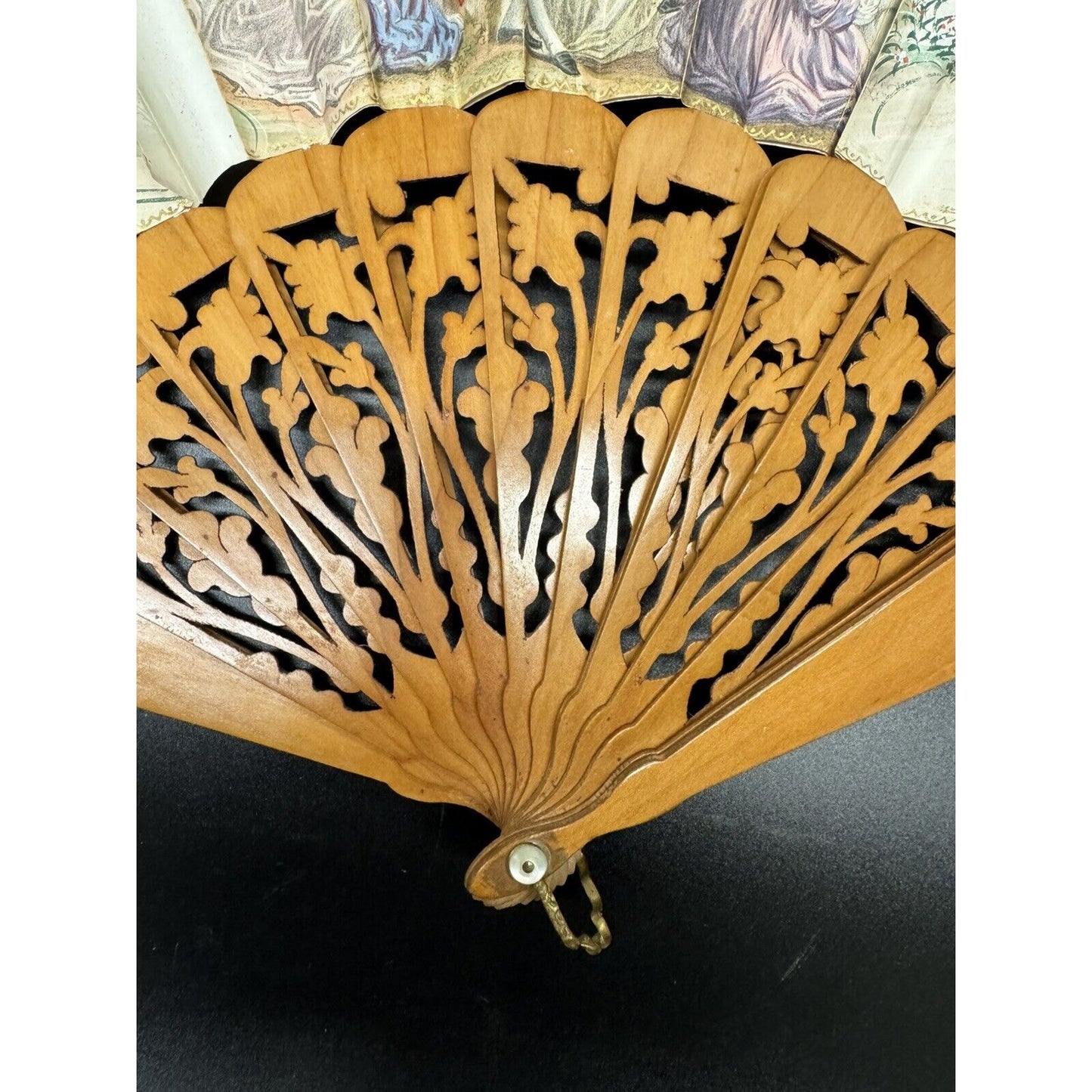 1800s Antique Large Hand Painted Folding Fan