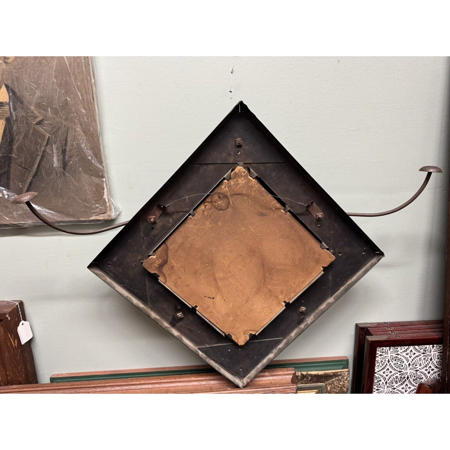 Late 19th Century Copper Flash Beveled Mirror With Coat And Hat Racks