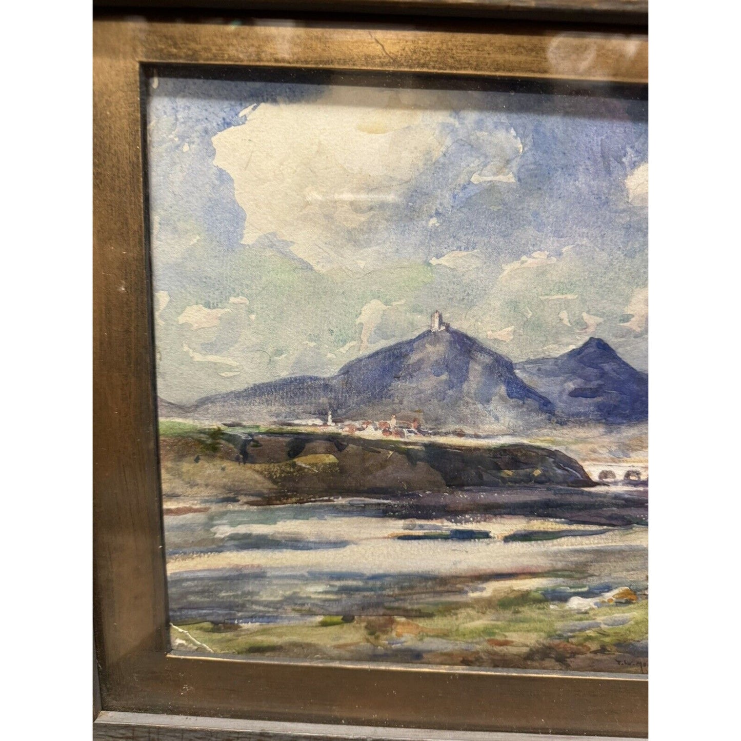 Original Landscape Watercolor Painting Signed T.W. Morley (1859-1925)Framed