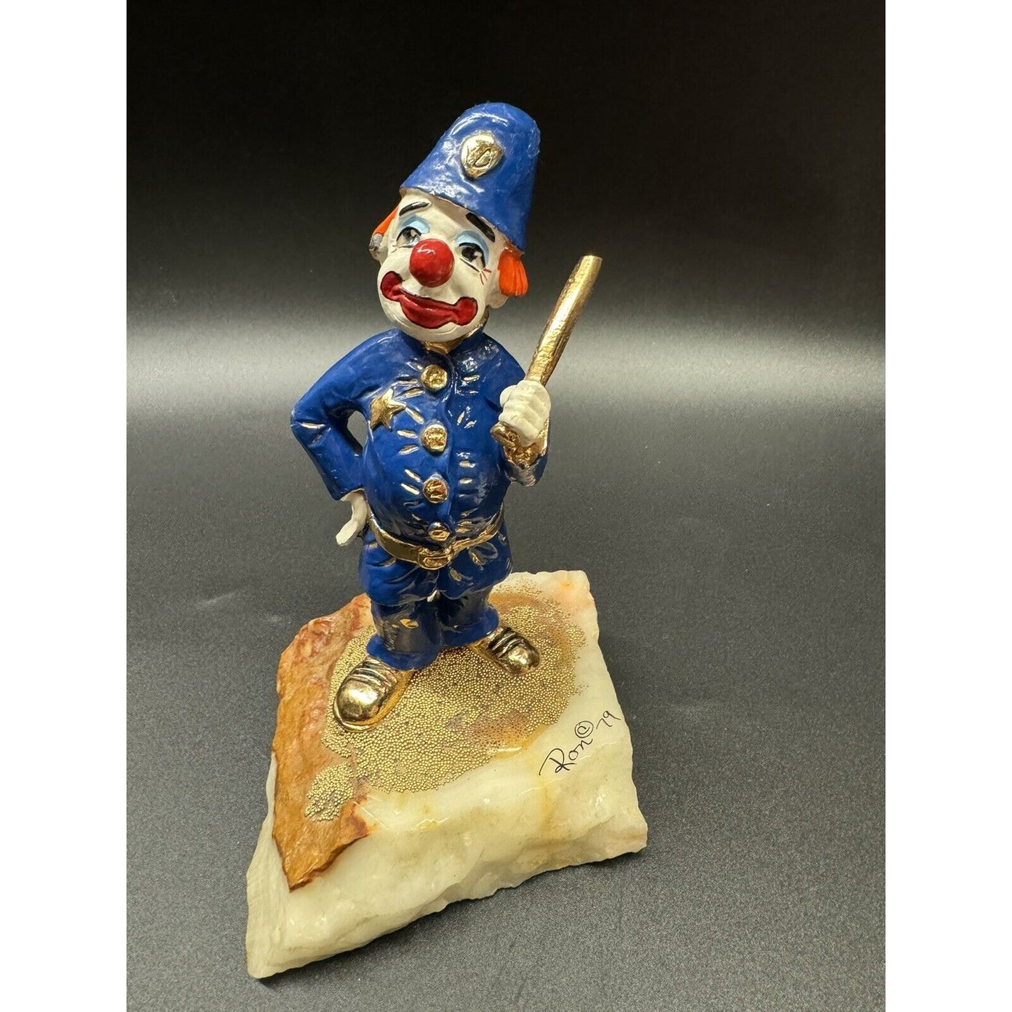 Rare Ron Lee ‘79 Clancy The Cop Signed Limited Edition Clown W/ Marble Stand