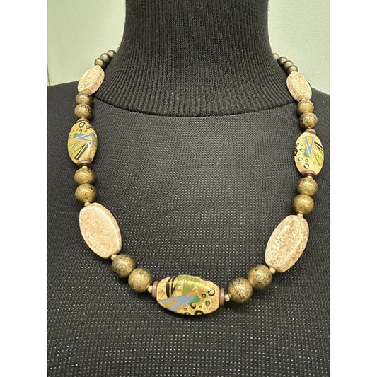 Vintage Hand Painted Necklace Beads