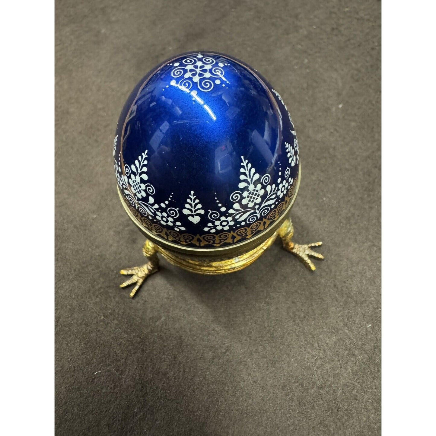 Vintage Egg Shaped Trinket Box By Steinböck With Brass Base