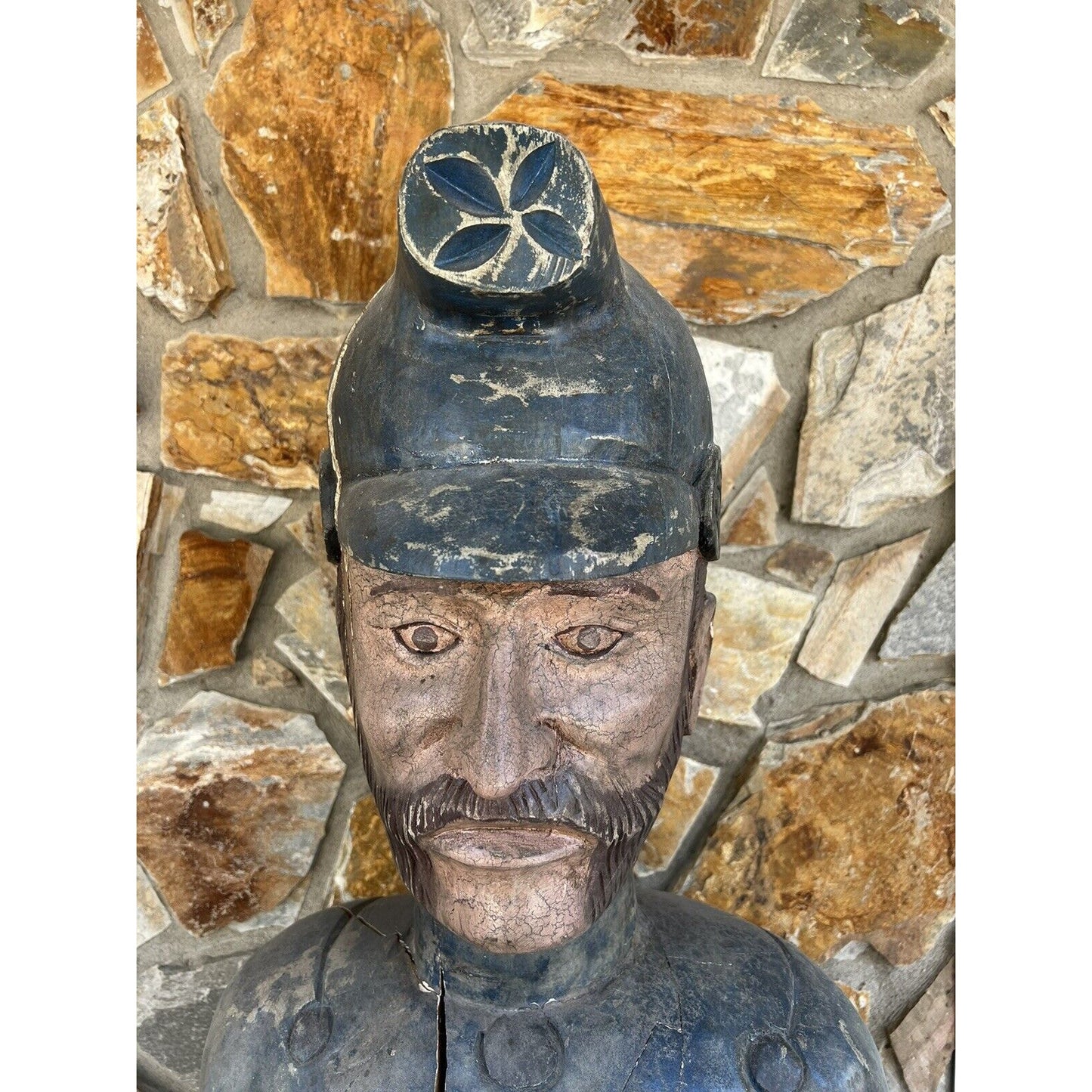 6’ tall Antique/Vintage Wooden Soldier Cigar Statue