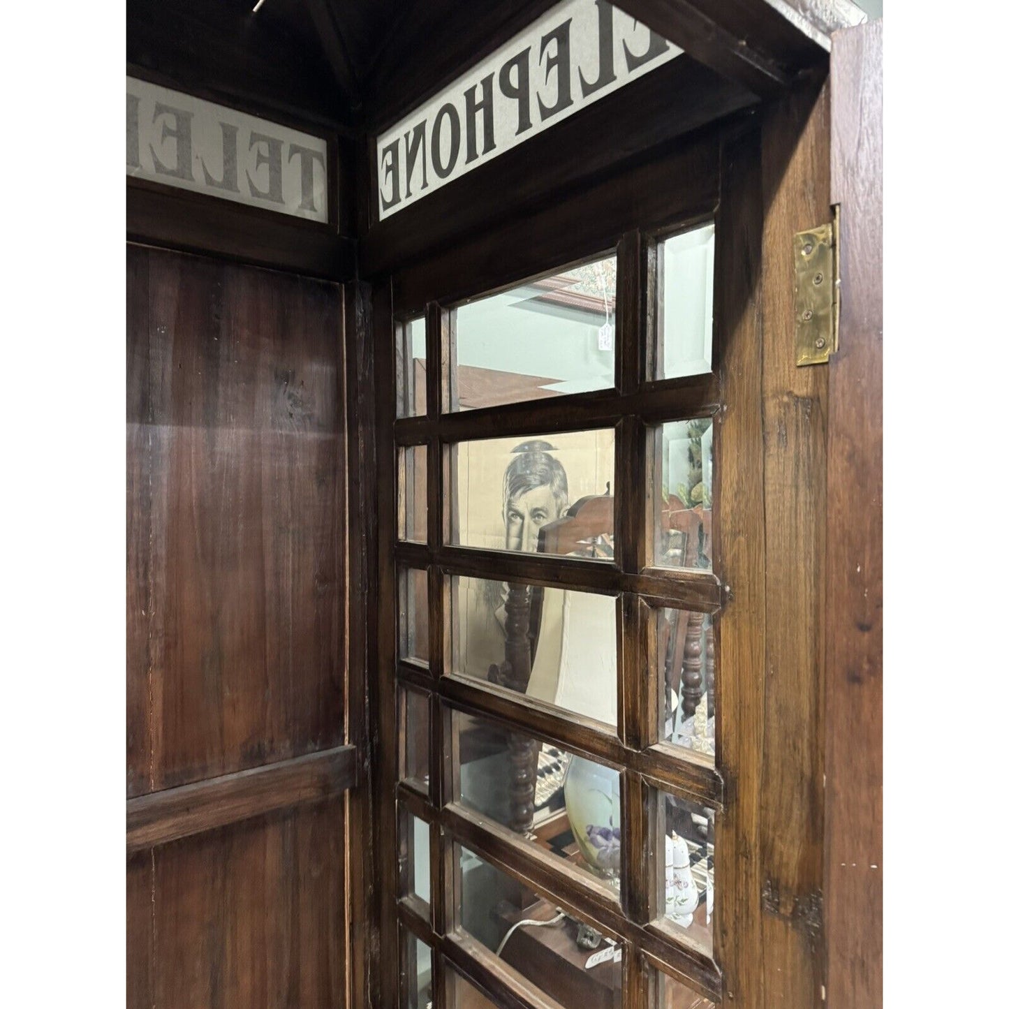 Vintage Geniune Handcrafted Replica Telephone Booth Original Beveled Glass