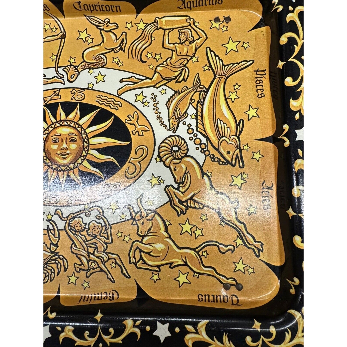 Vintage 1970s Zodiac Horoscope Metal Lap TV Tray